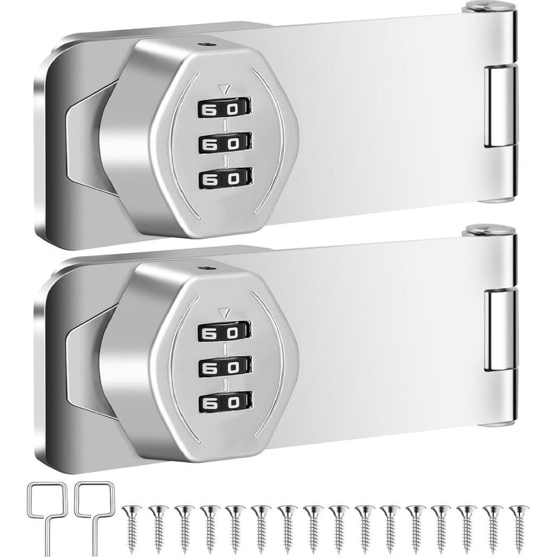 Möbel-zahlenschloss, Schlüsselloser Riegel, Schranktür-codeschloss, 3-stelliges Zahlenschloss, Code-türschloss Für Schrank, Briefkasten, Schuppen, Schublade, 2 Stück Silber