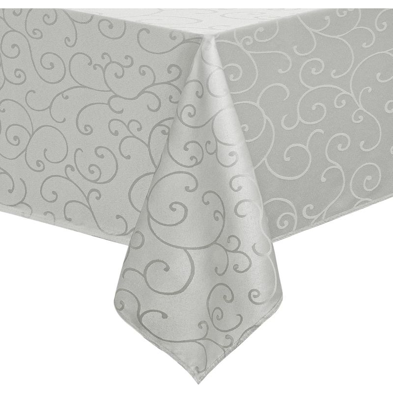 Rechteckige Tischdecke 240 X 140 Cm, Graues Jacquard-gewebe, Schmutzabweisend, Waschbar, Wasserabweisend. Große Tischdekoration Für Frühling, Ostern, Partys, Hochzeiten, Geburtstage Und Den Garten.