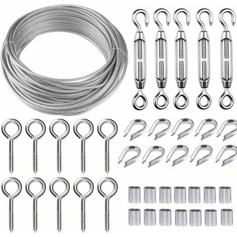 30 M/2 Mm Edelstahl-drahtseil-set – Hochleistungs-m5-drahtspanner, Zaun-drahtrolle, Kabelgeländer Für Kletterpflanzen