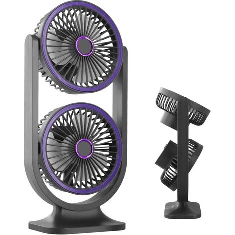 2-in-1 Usb-tischventilator, Tragbarer, Kleiner, Leiser Tischventilator Mit Wiederaufladbarem Akku Und 3 Geschwindigkeitsstufen (grau)