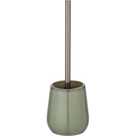Grüner Keramik-wc-bürstenhalter 10,5 X 40 Cm – Stabiler Keramiksockel – Austauschbarer Bürstenkopf – Elegante Kupferakzente Für Ein Modernes Badezimmer