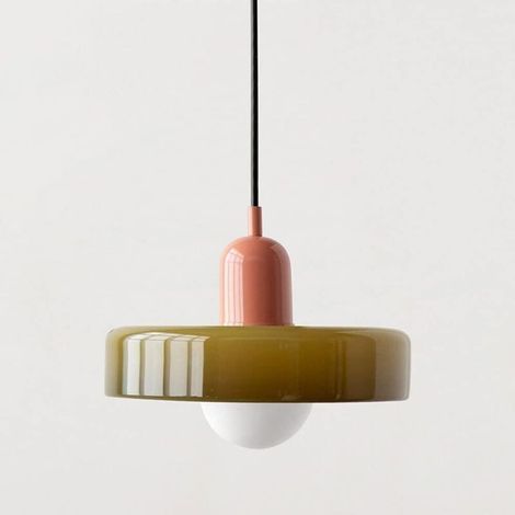 Retro-pendelleuchte Aus Grünem Glas – 25 Cm Durchmesser – E27-fassung Mit 3000k-glühbirne – Sanfte Und Dekorative Beleuchtung Für Küche Und Esszimmer