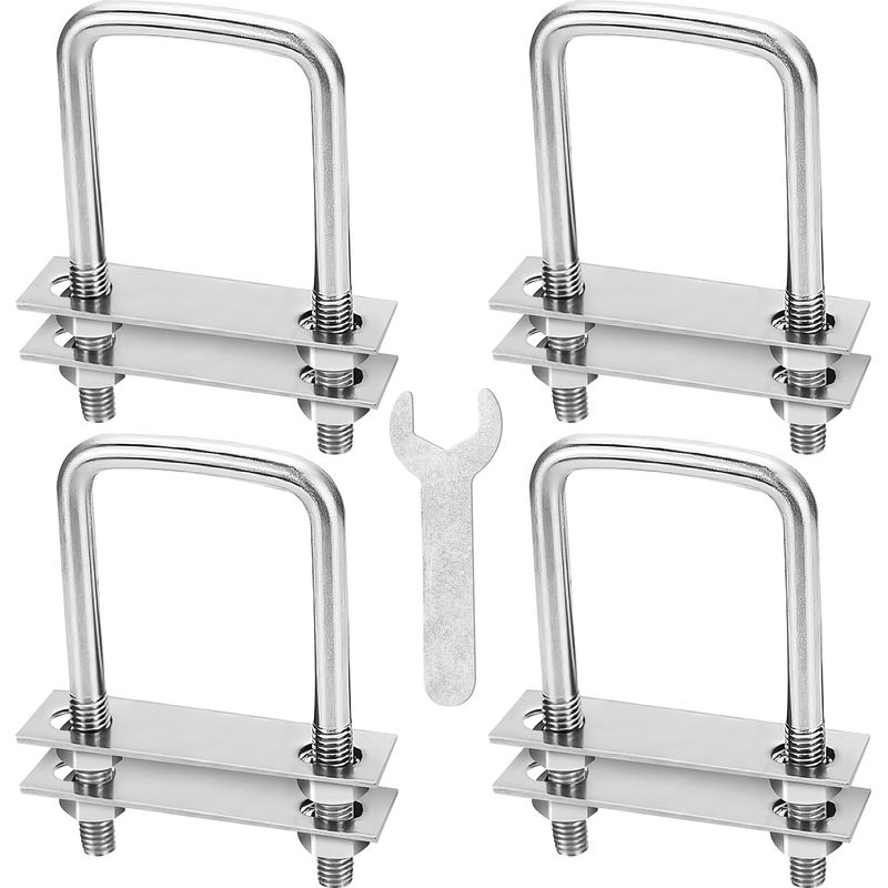 U-bügel Aus Edelstahl, Vierkant, 4 Stück, U-förmige Bügel Mit 16 Muttern Und 8 Rahmenplatten Für Abschlepp-, Reparatur- Und Rohrbefestigungen, M8 65x80 Mm
