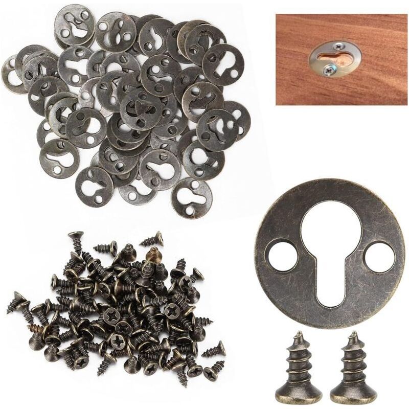 50 Schlüssellochhaken, Hakenrahmen Mit 100 Schrauben Und Schlüssellochbefestigungen, Doppelloch-metallaufhänger, Retro-stil, Zum Aufhängen Von Fotowänden Und Bilderrahmen