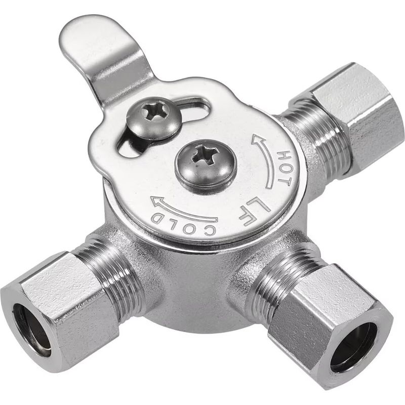 Stück Unterbrücken-mischventil, 3/8"-kompressionsanschluss, Messinggehäuse (lf), Thermostatisches Mischventil Für Warm- Und Kaltwasser, Inklusive Kompressionshülse Und Muttern