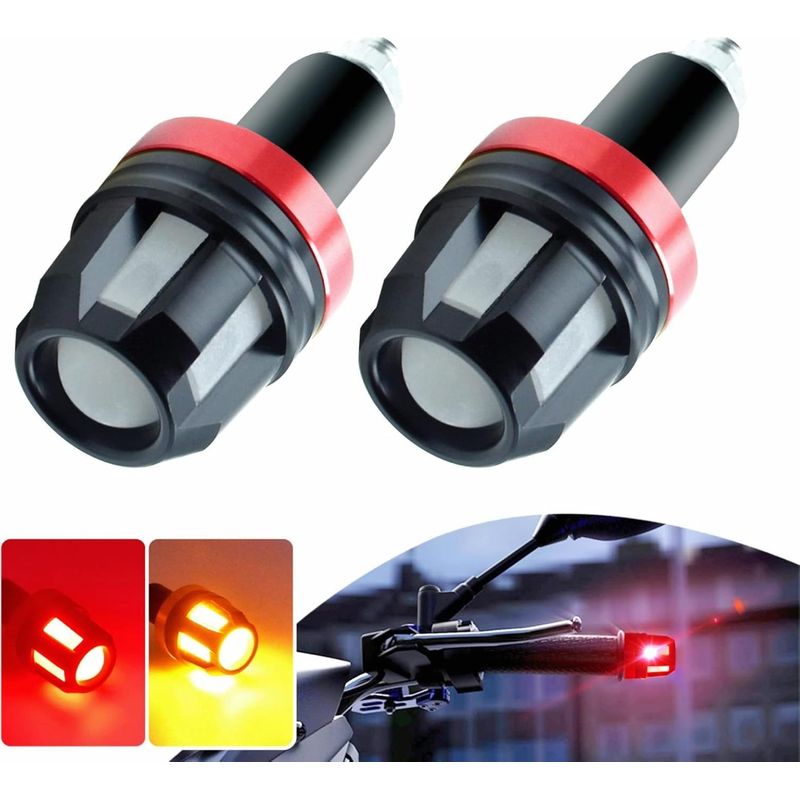 2-teiliges Motorrad-led-lichtset, Zweifarbige Lenkerendblinker Mit Griffstecker, Seitenmarkierungsleuchte, Rot