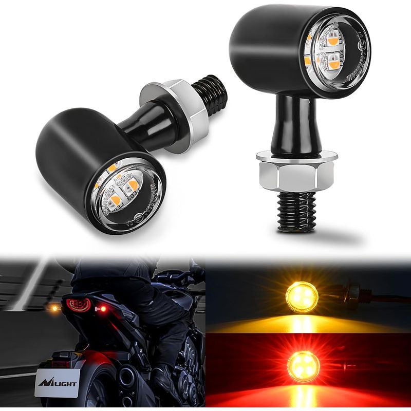 Led-blinker Hinten Für Motorräder, Bremslicht, Rücklicht, Rot/gelber Lichtstrahl, Mini-blinker, Kompatibel Mit Harley-davidson, Honda, Kawasaki, Suzuki, Triumph, Yamaha Cruiser, Rot/gelb