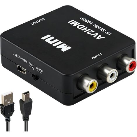1 Av-adapter, Rca-zu-hdmi-audio-video-konverter, Unterstützt 720p Und 1080p, Für Spielekonsolen, Dvd-player Und Kameras