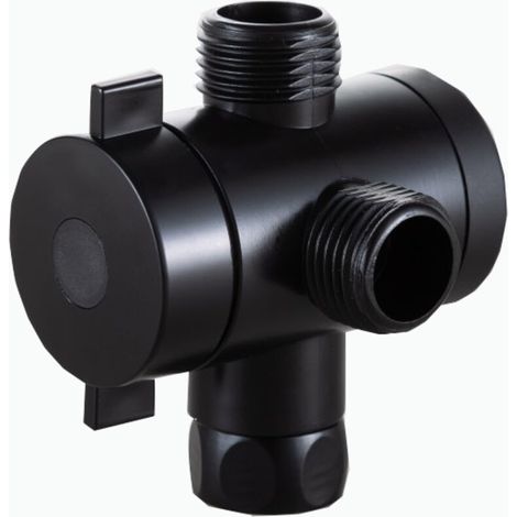 3-wege-duschumsteller, Verstellbarer Duschkopf, T-adapter, Badarmatur, Bypass-anschluss, Badaccessoires (schwarz)