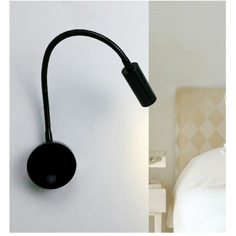 – Flexible 3-w-led-wandleseleuchte – Schwarzes Aluminium – Warmweißes Licht (3000 K) – 800 Lm – Einfache Montage An Wand Oder Kopfteil