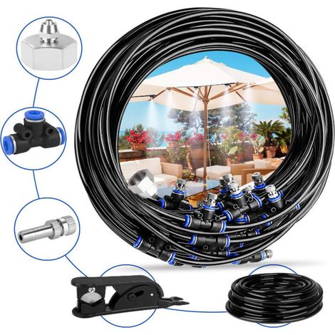 20-meter-außennebelsystem Mit 20 Abnehmbaren Düsen – Uv-beständiger Pe-schlauch – Temperaturreduzierung Bis Zu 20 °c – Schnelle Installation – 20 Düsen