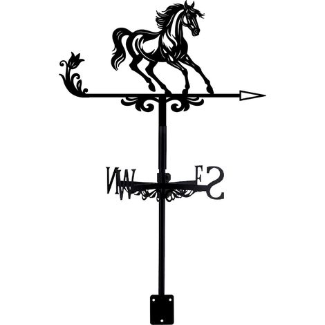 1 Wetterfahne, Pferd, Schwarzguss, Wetterfest, 25,2 X 35,6 Cm, Für Garten, Dach, Bauernhof