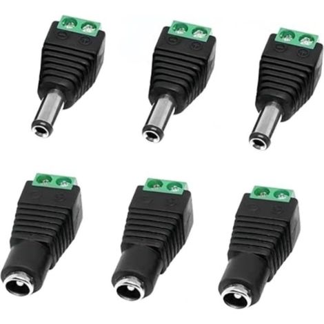 6er-pack Dc-steckverbinder 5,5 Mm X 2,1 Mm, Schraubklemmen, Stecker Und Buchse, 5 V–24 V, 3 A, Für Überwachungskameras, Router, Led-streifen