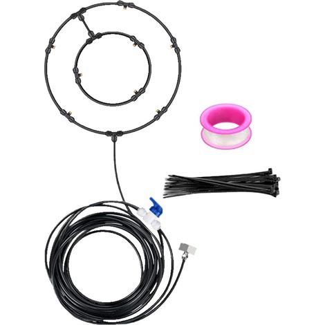 1 Sprühnebelset, 8 Messingdüsen, 2 Stromkreise, 3/4"-adapter, Für Terrassenventilator, Garten