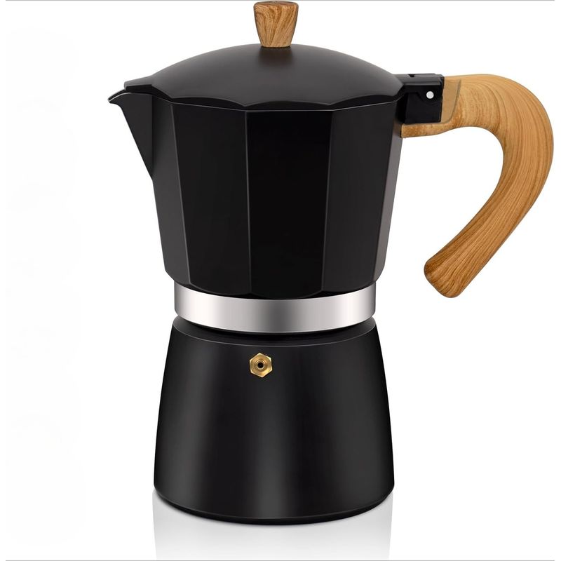 Espressokanne Aus Aluminium Für Den Herd, 450 Ml, 9 Tassen, Schwarz