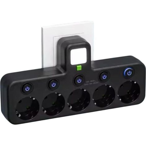 (5 Schwarze Steckdosen) Wandsteckdosenleiste Mit 4 Eu-steckdosen, 2 Usb-anschlüssen, 1 Typ-c-anschluss Und Einzelschaltern