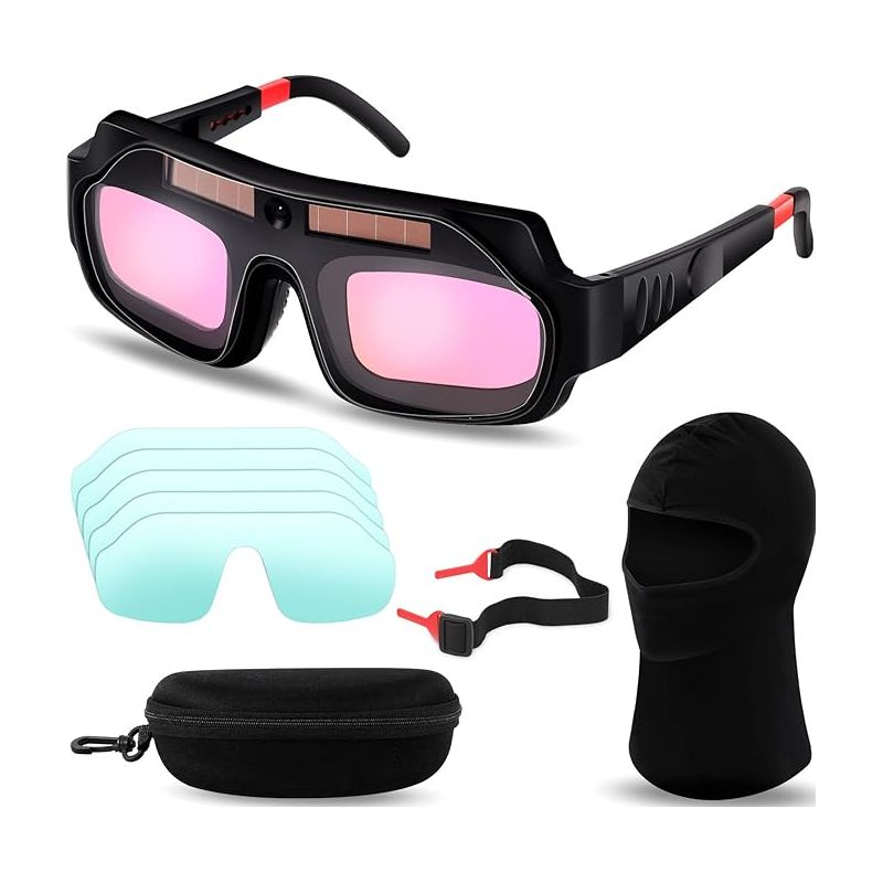 Set Schweißerbrille, Solarschweißbrille, Autoschweißbrille, Schwarzer Schweißhelm Mit Ersatzgläsern Für Wig-, Mig-, Lichtbogen- Und Plasmaschneiden