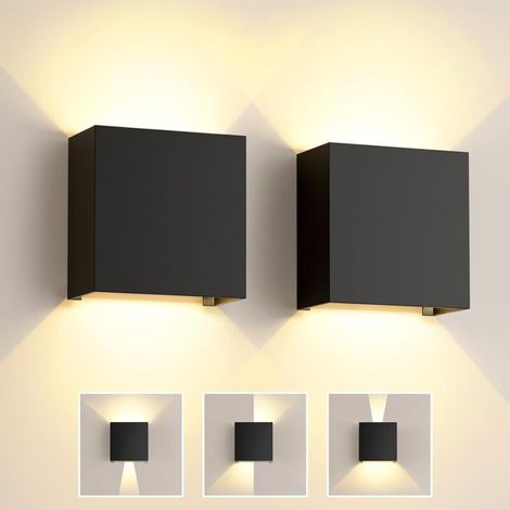 6-w-led-wandleuchte Für Den Innenbereich, 2er-pack, Schwarze Außenwandleuchte, Verstellbarer Abstrahlwinkel, Warmweißes Licht (3000 K), Ip65 Wasserdicht, Moderne Außenwandleuchte Für Schlafzimmer, Flu