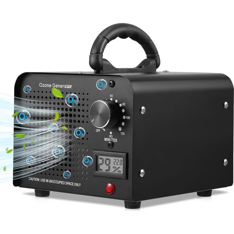 Ozongenerator, Hochleistungs-ozongerät (60.000 Mg/h) Mit 120-minuten-timer, Tragbarer Ozon-geruchsentferner, Schwarz