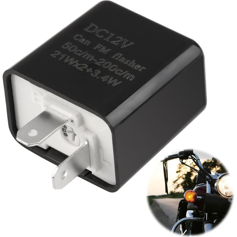 Blinkerrelais Für Motorräder, Led-blinkerrelais Für Motorräder. 12-v-blinkerrelais Für Led-motorradblinker, Motorrad-glühbirnenblinker, Mit Einstellbarem Gang, Schwarzes, Feuerfestes Gehäuse
