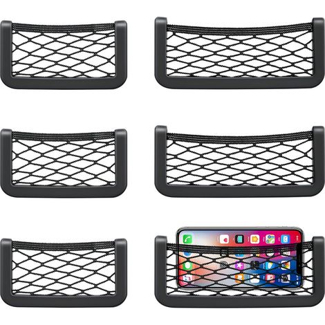 6-teiliges Kofferraumnetz, Selbstklebend, Elastisch, Aufbewahrungsnetz, Tasche Für Handy, Führerschein, Kleinteile (20 X 8 Cm Und 15 X 8 Cm)