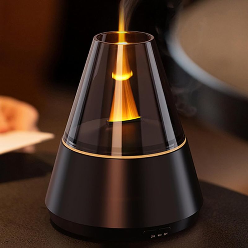 Aromatherapie-diffusor Mit 7-farbiger Led-beleuchtung, Luftbefeuchter Fürs Schlafzimmer, Elektrischer Diffusor Mit 3 Timern, Schwarz