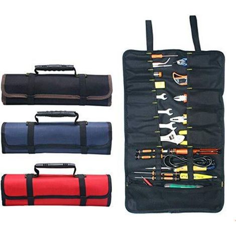 Tragbare Werkzeugtasche Mit 22 Fächern, Werkzeugkoffer, Werkzeugorganizer, Aus 600d Oxford-gewebe, Zum Aufrollen (ohne Werkzeug), Dunkelblau