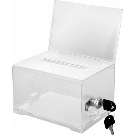 1 Wahlurne, 10 Cm Schlitz, Acryl, Abschließbar, Transparent Oder Schwarz, Büro, Schule, Geschäft