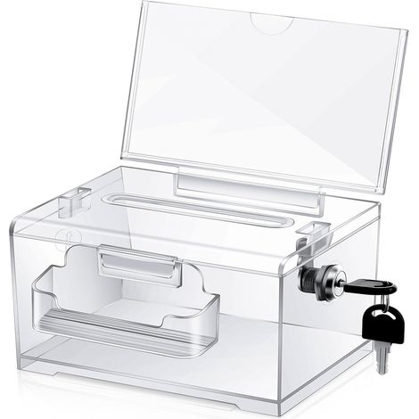 1 Spendenbox, Transparentes Acrylglas, Metallschloss, Schlüssel Inklusive, Einwurfschlitz Oben, Abnehmbarer Plakathalter, „wählen Und Sammeln