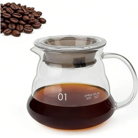 1 Karaffe, Borosilikatglas, 360 Ml, Hitzebeständig, Tropffreier Ausguss, Für Kaffee Und Tee