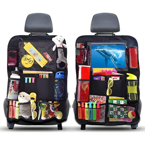 2-teiliges Autositz-organizer-set, 9 Fächer, Transparentes Tabletfach, Oxford-gewebe, Rückenlehnenschutz