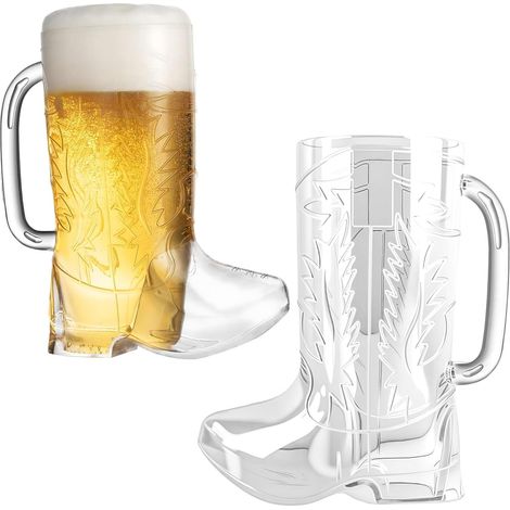 1 Cowboy-becher, Kristallglas, Ergonomischer Griff, Stiefeldesign, 17 Cm, Für Westernpartys