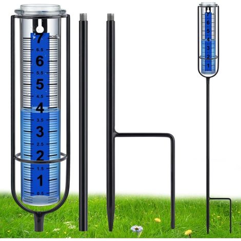 7-zoll-regenmesser Aus Frostbeständigem Glas Für Den Außenbereich, Große, Gut Lesbare Ziffern Und Verstellbare Höhe – Stilvolles Und Praktisches Regenmessgerät Für Garten, Rasen, Terrasse Und