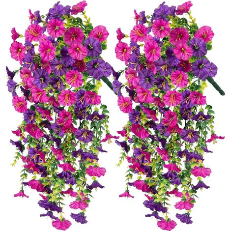 2-teilige Künstliche Pflanze, Hängeblume Für Den Außenbereich, Uv-beständiger Kunststoff, Dekoration Für Balkon Und Garten