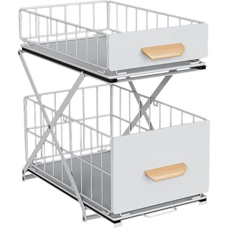 1 Untertisch-organizer Mit 2 Schubladen, Metall, Für Küche, Bad Und Büro
