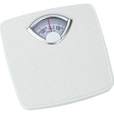 Mechanische Retro-badezimmerwaage – Tragkraft Bis 130 Kg – Großes Display – Rutschfeste Stahlplattform – Verstellknopf – 27 X 4,5 X 26,5 Cm