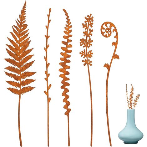 1 Gartenpfahl, Metall, Rostoptik, Außendekoration, Pflanzenstütze, Blumenbeet, Balkon