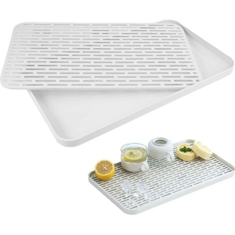 Abtropfmatte Aus Kunststoff, 31 X 17,5 X 2,2 Cm – Saugfähige Abtropfmatte, Abtropf- Und Trockenschale Für Tassen, Schüsseln, Obst, Weiß