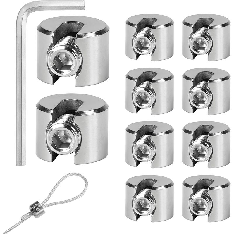 10 Stück Edelstahl-kabelklemmen, Kabelklemmen Aus Edelstahl 316 Mit Sechskant-schraubenschlüssel, Seilklemme Für Drahtseile, Wäscheleinenspanner, Kabelspanner, 3 Mm M8