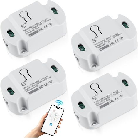 4-teiliges 10-a-wlan-schaltermodul: Tuya Smart Life Wlan-schalter, Diy-unterputz-assistent, Kompatibel Mit Alexa Und Google Assistant
