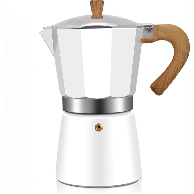 Espressokanne Aus Aluminium Für Den Herd, 300 Ml, 6 Tassen, Weiß