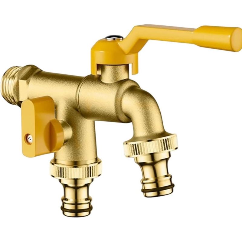 Doppelter Gartenhahn – Doppelflusshahn – 1/2" Und 3/4" – Doppelkugelventil – Außenhahn Für Gartenregenwassertank Und Bewässerungssystem, 1/2