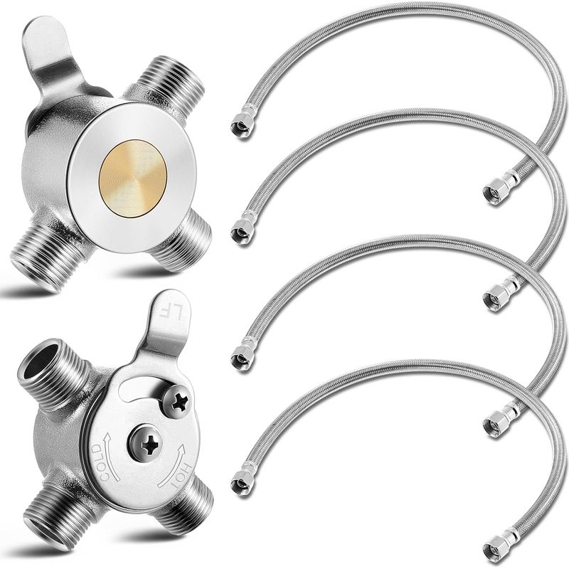 3/8"-handmischventil, Thermostatische Warm-/kaltwasser-temperaturregelung Für Haus Und Bad Unter Der Terrasse, 2 Stück