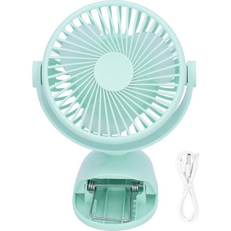 Wiederaufladbarer Usb-tischventilator, Leistungsstarker Mini-clip-ventilator Mit 3 Flügeln, 4 Geschwindigkeitsstufen, Grüne Farbe