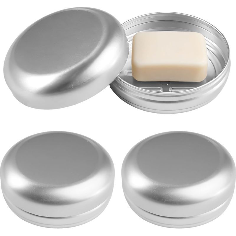 3-teiliges Reise-seifenschalen-set, Seifenbox Aus Aluminium Mit Deckel, Wasserdicht, Robuste Metallseifenschalen Mit Abflusslöchern, Ideal Für Zuhause, Reisen Und Fitnessstudio