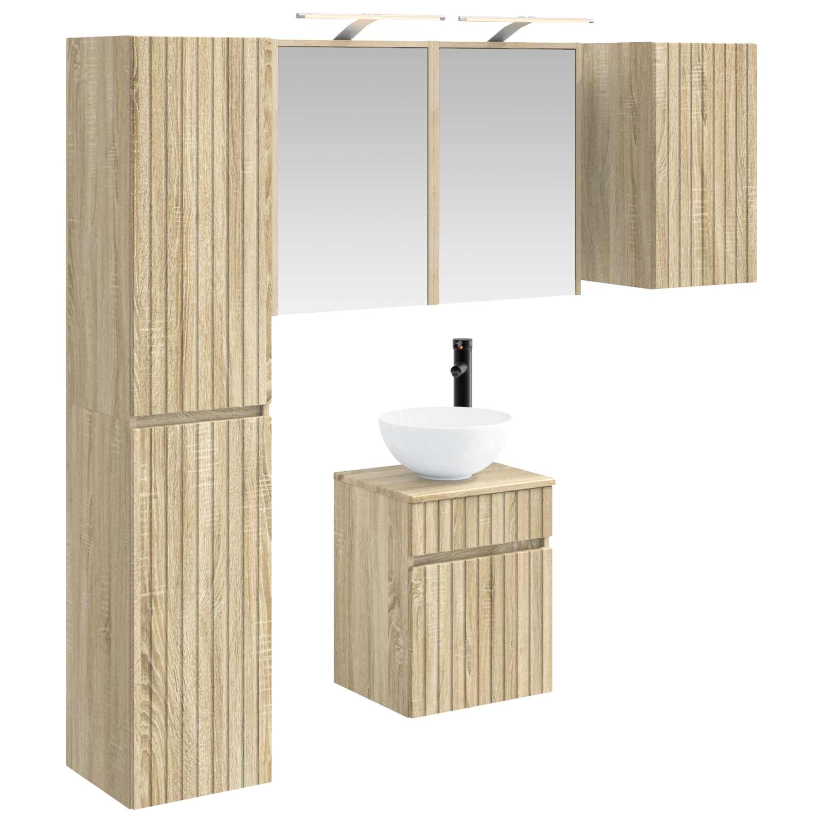 Badezimmerschrank-set 5 Stk. Sonoma-eiche Holzwerkstoff Vidaxl