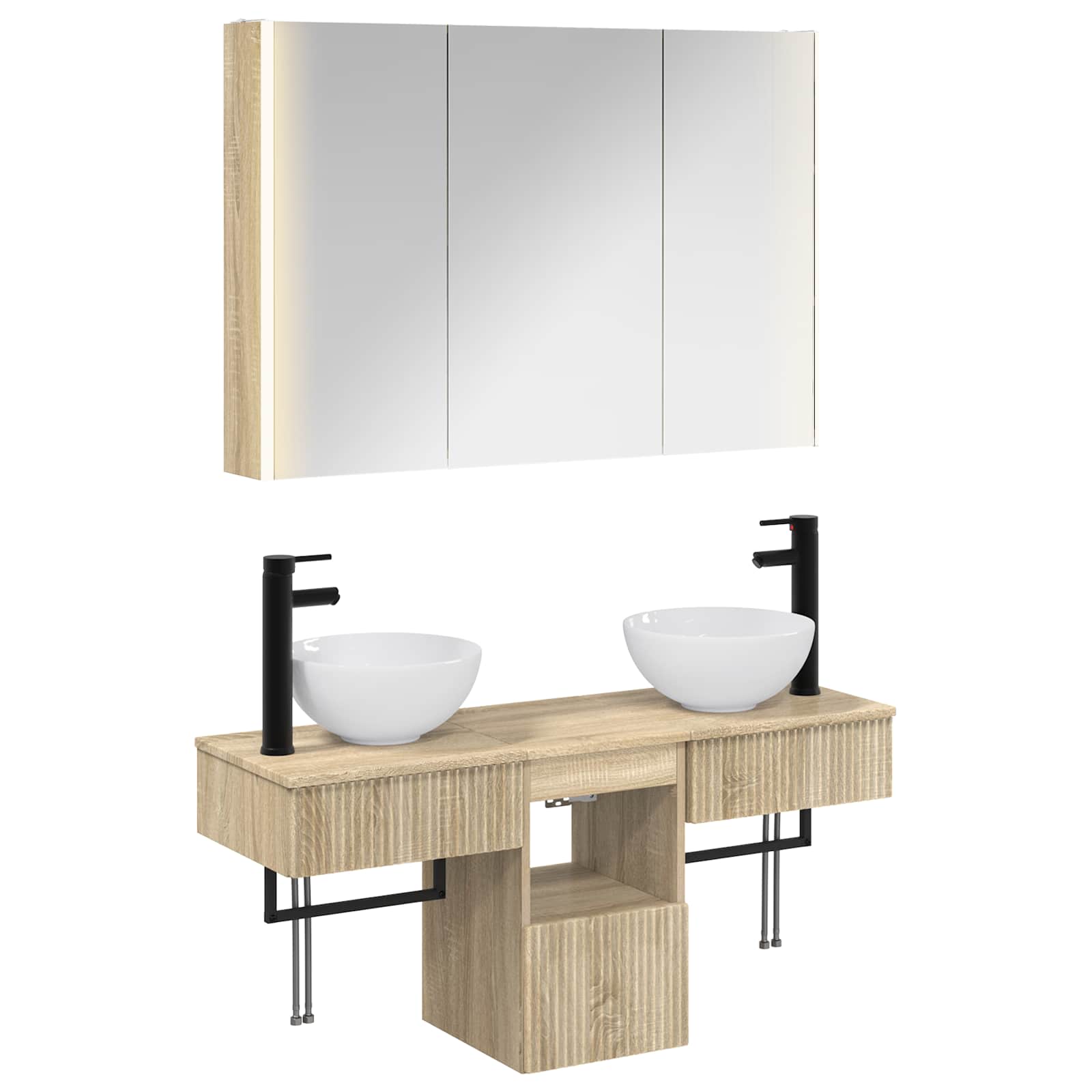 Badezimmerschrank-set 4 Stk. Sonoma-eiche Holzwerkstoff Vidaxl
