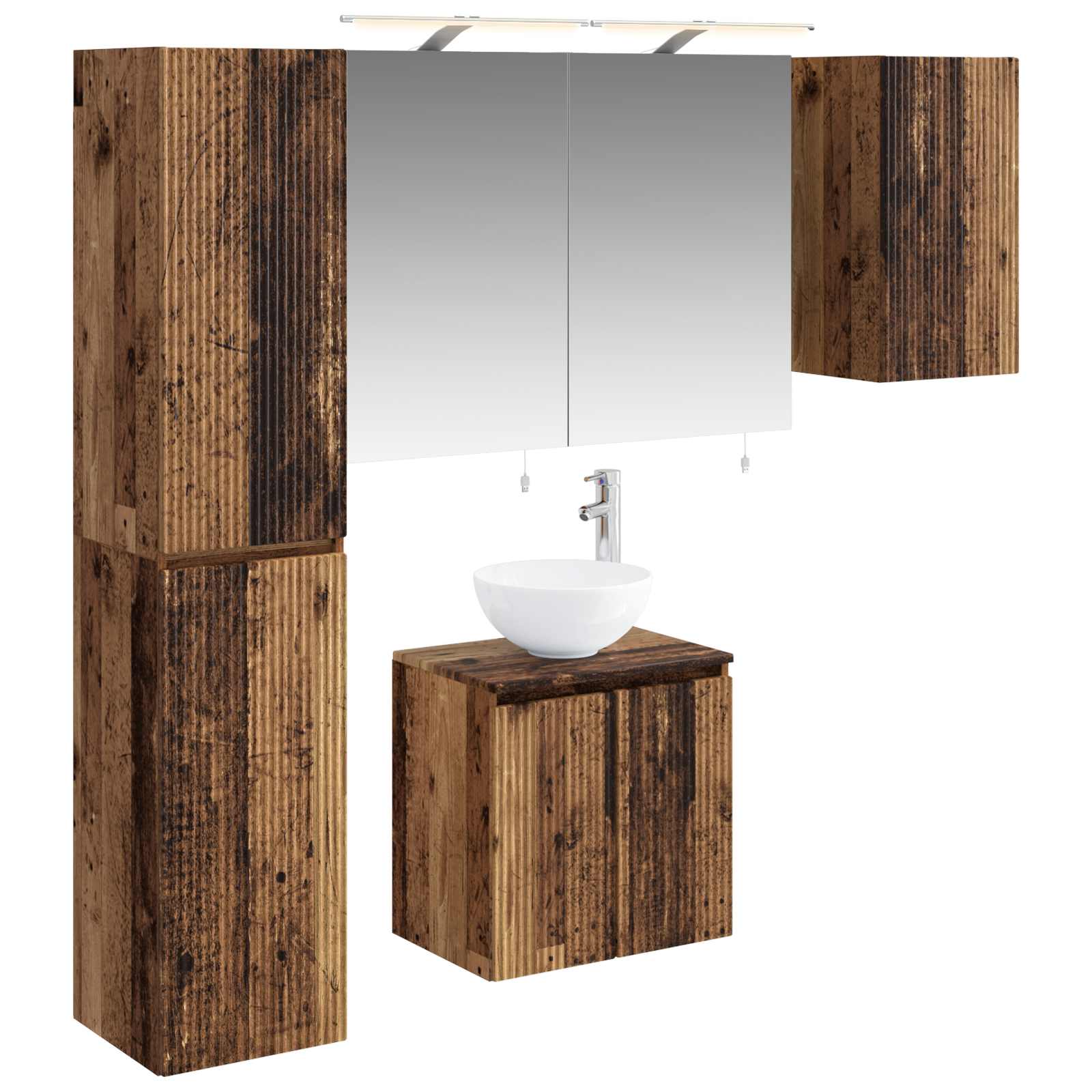 Badezimmerschrank-set 5 Stk. Altholz Holzwerkstoff Vidaxl
