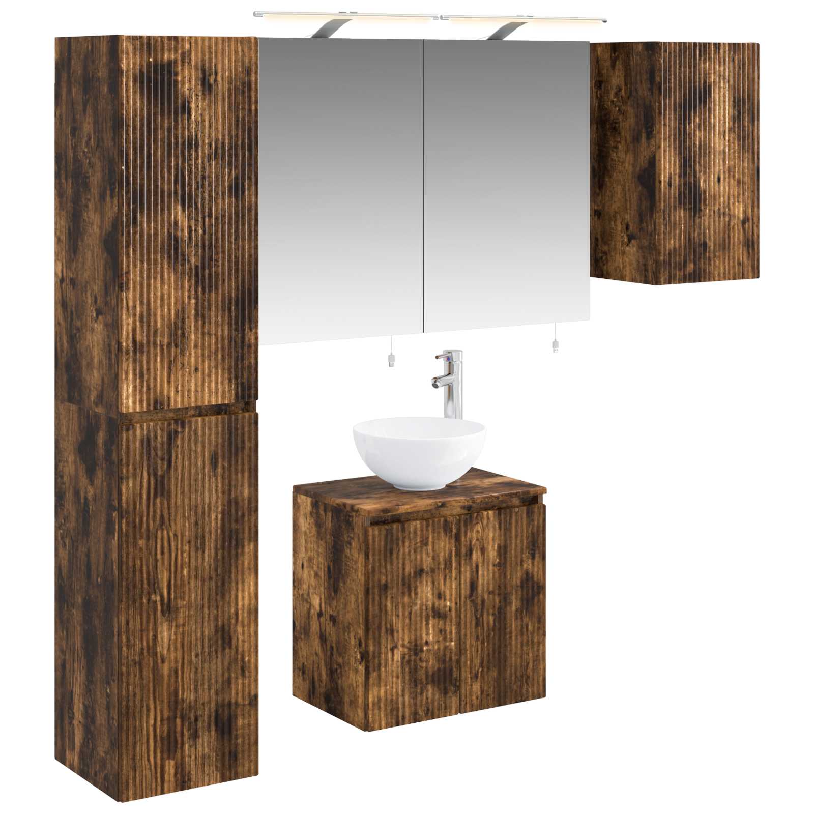 Badezimmerschrank-set 5 Stk. Geräucherte Eiche Holzwerkstoff Vidaxl