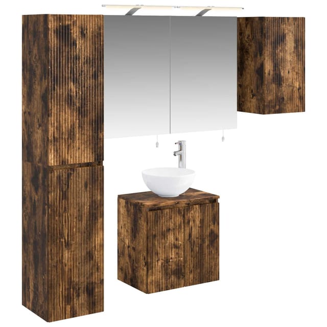 Badezimmerschrank-set 5 Stk. Geräucherte Eiche Holzwerkstoff Vidaxl